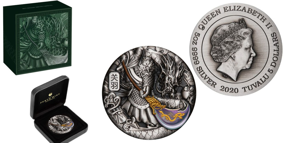 Гуа́нь Юй на серебряной монете Тувалу