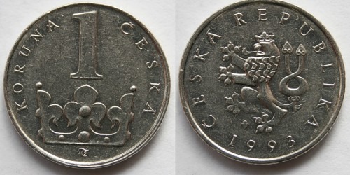 1 крона 1993 Чехия