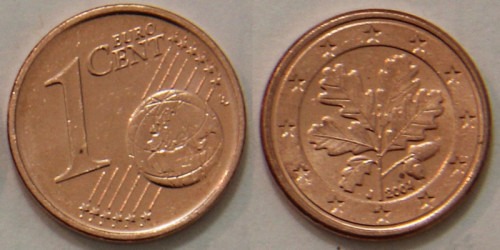 1 евроцент 2004 «J» Германия