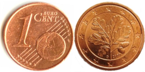1 евроцент 2009 «D» Германия