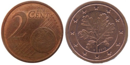 2 евроцента 2010 «F» Германия
