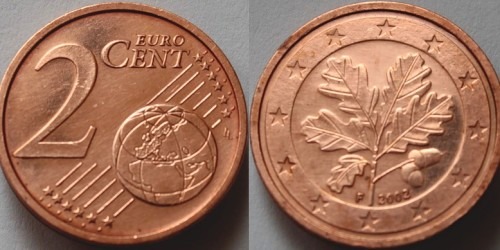 2 евроцента 2002 «F» Германия