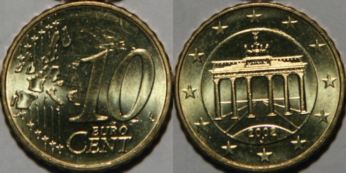 10 евроцентов 2002 «J» Германия