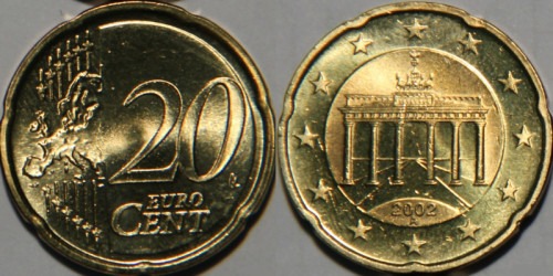 20 евроцентов 2002 «А» Германия
