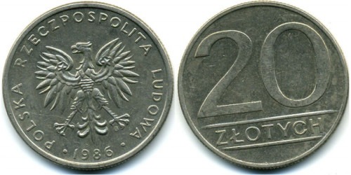 20 злотых 1986 Польша