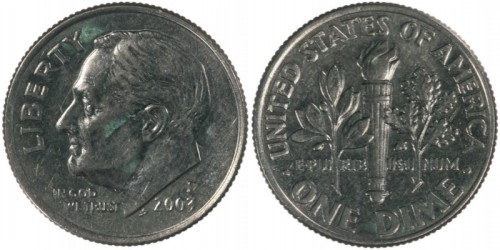 10 центов 2003 D США