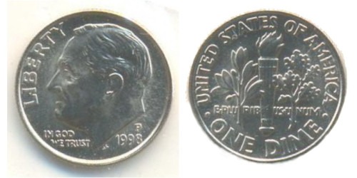 10 центов 1998 P США