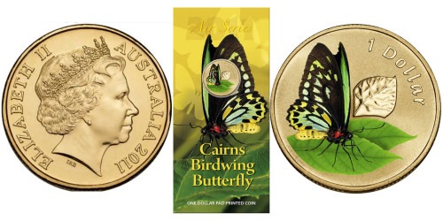 1 доллар 2011 Австралия — Бабочка Cairns Birdwing Butterfly