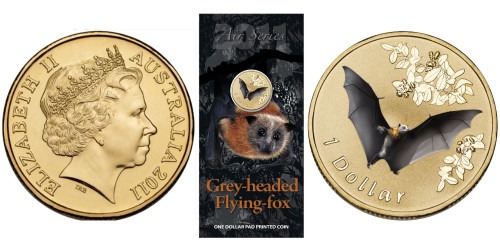 1 доллар 2011 Австралия — Сероголовая летучая мышь