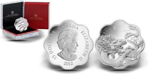 15 канадских долларов 2012 Канада — Дракон — серия Лунный Лотос
