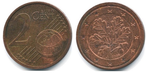 2 евроцента 2009 «J» Германия