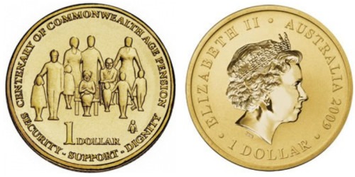 1 доллар 2009 Австралия — 100-лет австралийской организации «Общество пожилых людей»