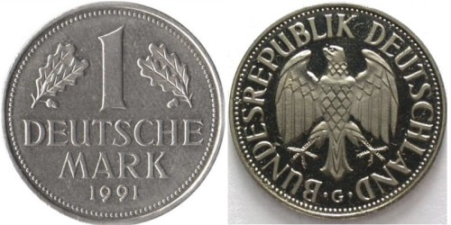 1 марка 1991 «G» Германия