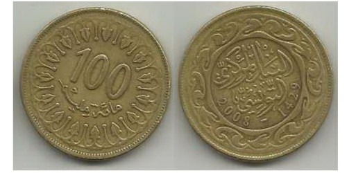 100 миллимов 2008 Тунис