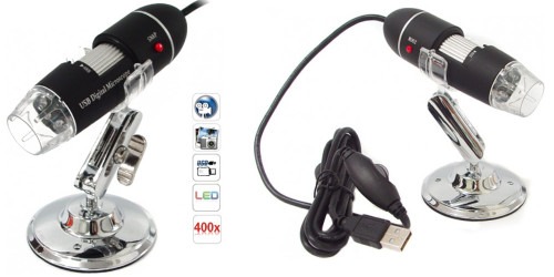Портативный USB 2.0 25X-400X цифровой микроскоп со светодиодной подсветкой