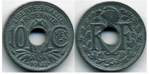 10 сантимов 1941 Франция (год с точками)