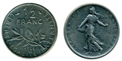 1/2 франка 1965 Франция