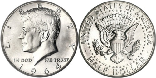 1/2 доллара 1964 США — серебро