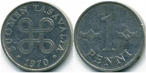 1 пенни 1970 Финляндия (алюминий)