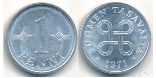 1 пенни 1971 Финляндия (алюминий)