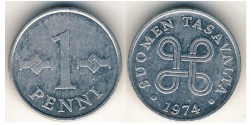 1 пенни 1974 Финляндия (алюминий)