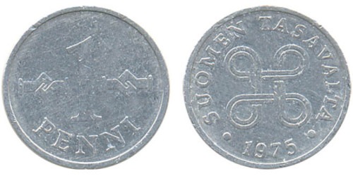 1 пенни 1975 Финляндия (алюминий)