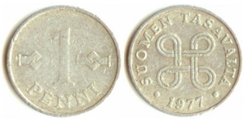 1 пенни 1977 Финляндия (алюминий)