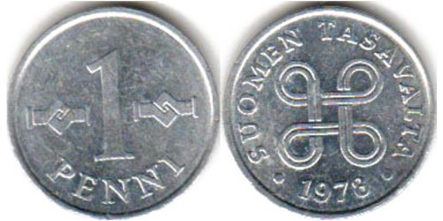 1 пенни 1978 Финляндия (алюминий)