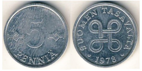 5 пенни 1978 Финляндия (алюминий)