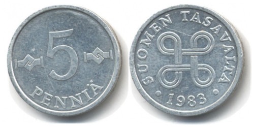 5 пенни 1983 Финляндия (алюминий)