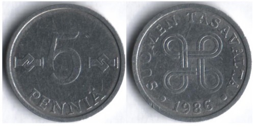 5 пенни 1986 Финляндия (алюминий)