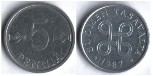 5 пенни 1987 Финляндия (алюминий)