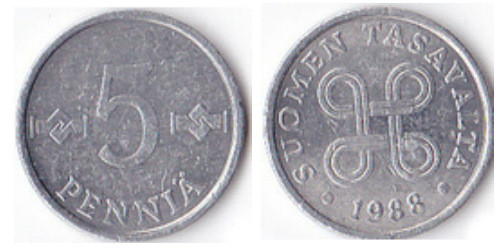 5 пенни 1988 Финляндия (алюминий)