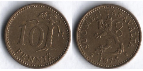 10 пенни 1974 Финляндия
