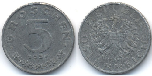 5 грошей 1957 Австрия