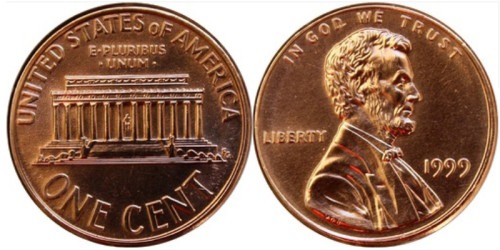 1 цент 1999 США