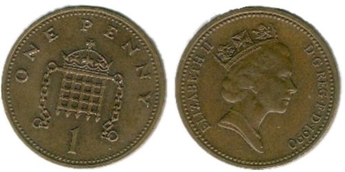 1 пенни 1990 Великобритания