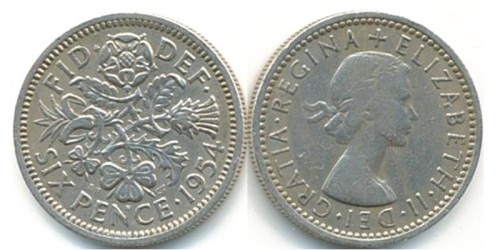 6 пенсов 1954 Великобритания
