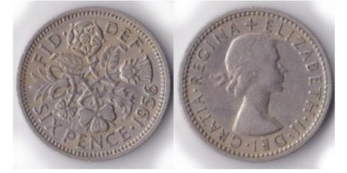 6 пенсов 1956 Великобритания