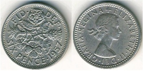 6 пенсов 1957 Великобритания