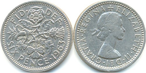 6 пенсов 1963 Великобритания