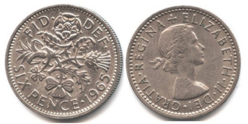 6 пенсов 1965 Великобритания