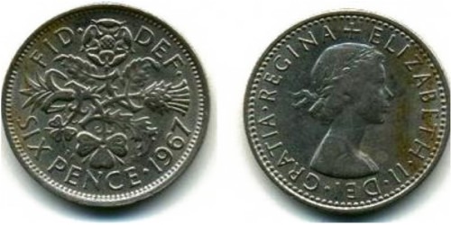 6 пенсов 1967 Великобритания