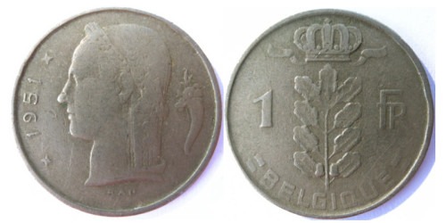 1 франк 1951 Бельгия (FR)