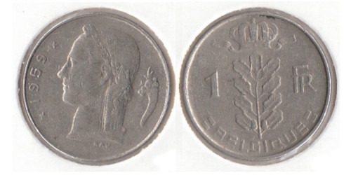 1 франк 1959 Бельгия (FR)