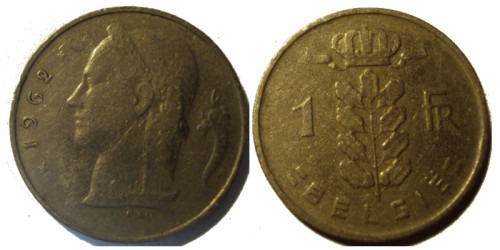 1 франк 1962 Бельгия (VL)