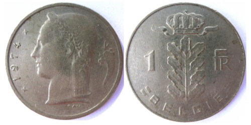 1 франк 1974 Бельгия (VL)