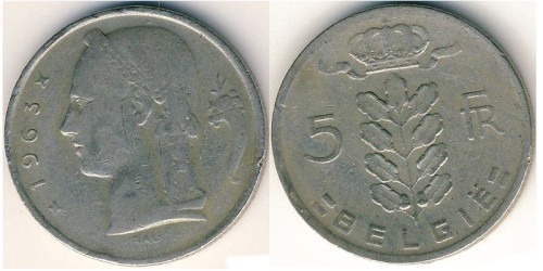 5 франков 1963 Бельгия (VL)