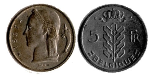 5 франков 1967 Бельгия (FR)