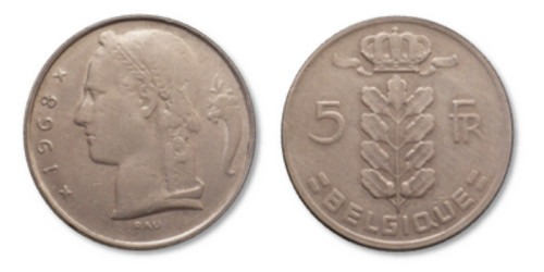 5 франков 1968 Бельгия (FR)